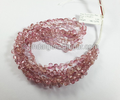 Pink Tourmaline Faceted Pear & Heart Shape Beads Pink Tourmaline Faceted Pear & Heart Shape Beads