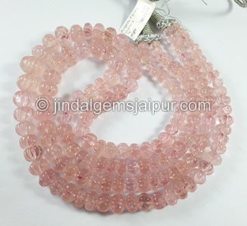 Morganite Carved Pumpkin Shape Beads Morganite Carved Pumpkin Shape Beads