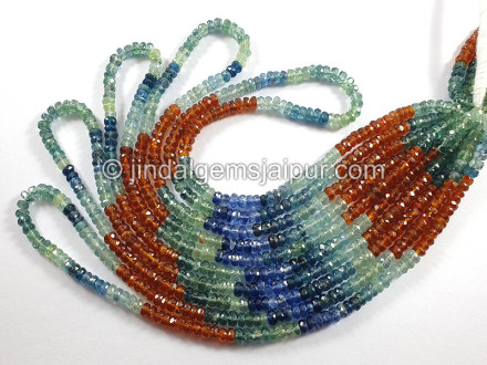 Multi Kyanite Faceted Roundelle Shape Beads