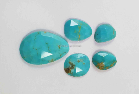 Golden Spiderweb Turquoise Rose Cut Slices