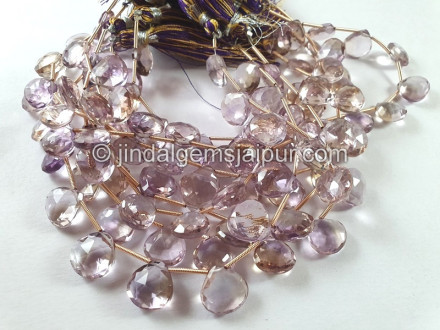 Ametrine Faceted Heart Beads