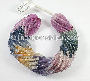 Multi Sapphire Faceted Roundelle Shape Beads