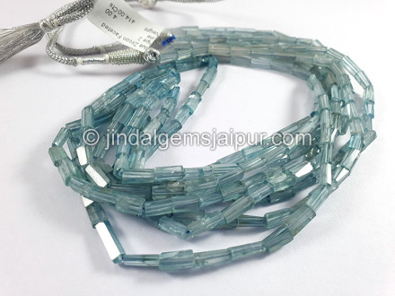 Blue Zircon Faceted Pipe Shape Beads Blue Zircon Faceted Pipe Shape Beads