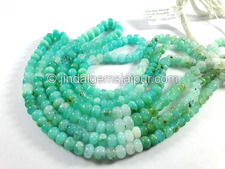 Blue Opal Peruvian Smooth Roundelle Shape Small Beads Blue Opal Peruvian Smooth Roundelle Shape Small Beads