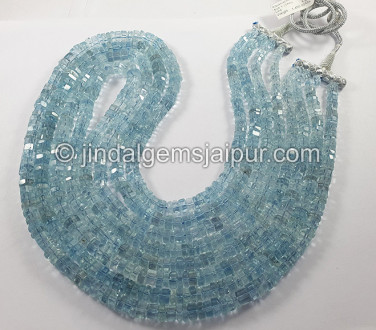 Aquamarine Step Cut Bolt Shape Beads