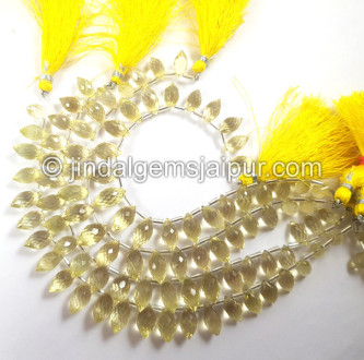 Lemon Quartz Faceted Dew Drops Beads