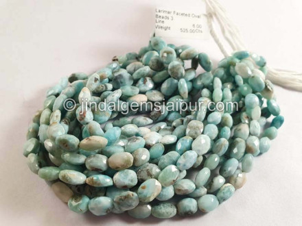 Larimar Faceted Oval Shape Beads Larimar Faceted Oval Shape Beads