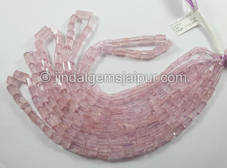 Pink Morganite Step Cut Pipe Shape Beads