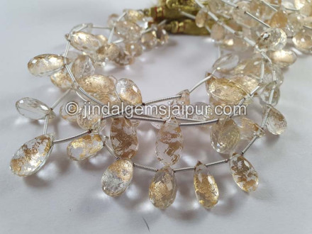 Gold Leaf Doublet Faceted Drops Beads Gold Leaf Doublet Faceted Drops Beads