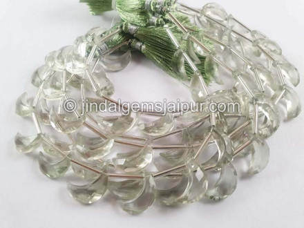 Green Amethyst Faceted Moon Shape Beads Green Amethyst Faceted Moon Shape Beads