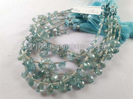 Blue Zircon Faceted Pear Shape Beads Blue Zircon Faceted Pear Shape Beads