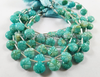 Amazonite Carved Heart Beads