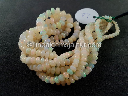 Ethiopian Opal White Smooth Roundelle Beads Ethiopian Opal White Smooth Roundelle Beads