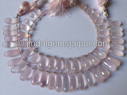 Rose Quartz Faceted Long Drops Shape Beads Rose Quartz Faceted Long Drops Shape Beads