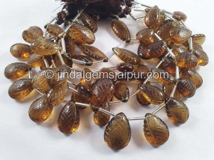 Coganac Quartz Carved Crown Pear Beads Coganac Quartz Carved Crown Pear Beads