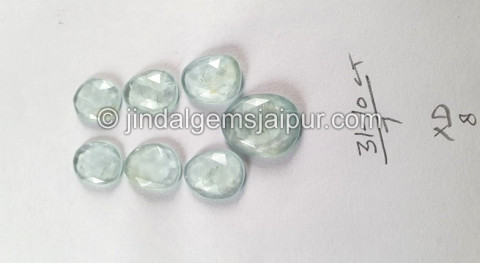 Milky Aquamarine Rose Cut Slices Milky Aquamarine Rose Cut Slices
