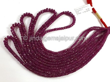 Ruby Natural Faceted Roundelle Shape Beads