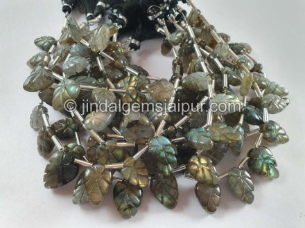 Labradorite Carved Leaf Beads