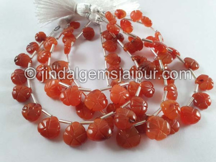 Carnelian Carved Heart Beads