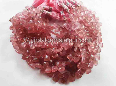 Pink Strawberry Quartz Faceted Pyramid Beads Pink Strawberry Quartz Faceted Pyramid Beads