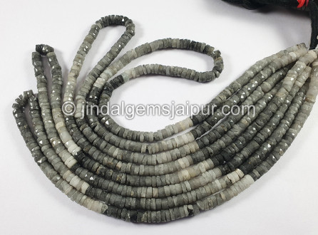 Grey Chrysoberyl Faceted Tyre Shape Beads Grey Chrysoberyl Faceted Tyre Shape Beads
