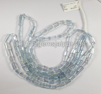 Aquamarine Step Cut Pipe Shape Beads