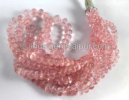 Rose Quartz Smooth Roundelle Shape Beads
