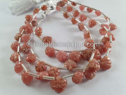Rhodochrosite Carved Maple Leaf Shape Beads Rhodochrosite Carved Maple Leaf Shape Beads