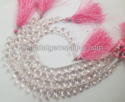 Rose Quartz Faceted Dew Drops Beads Rose Quartz Faceted Dew Drops Beads