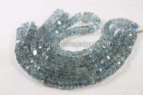 Moss Aquamarine Step Cut Roundelle Beads Moss Aquamarine Step Cut Roundelle Beads