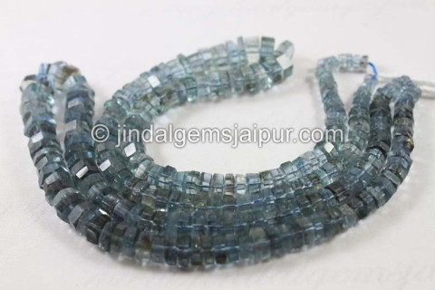 Moss Aquamarine Step Cut Roundelle Beads Moss Aquamarine Step Cut Roundelle Beads