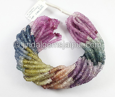 Multi Sapphire Faceted Roundelle Shape Beads