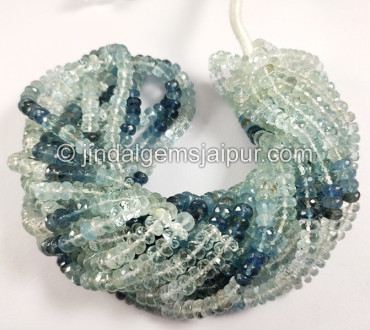 Santa Maria Aquamarine Shaded Faceted Roundelle Shape Beads Santa Maria Aquamarine Shaded Faceted Roundelle Shape Beads