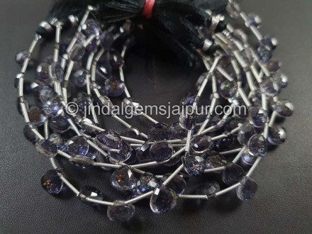 Blue Ethiopian Opal Crystal Doublet Faceted Heart Beads Blue Ethiopian Opal Crystal Doublet Faceted Heart Beads