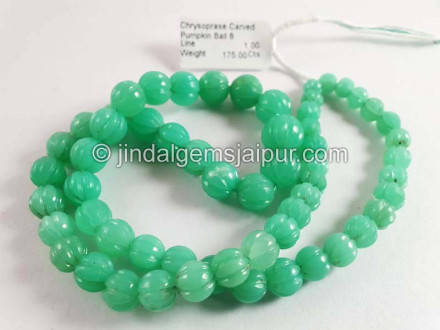 Chrysoprase Carved Pumpkin Balls Beads Chrysoprase Carved Pumpkin Balls Beads