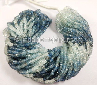 Santa Maria Aquamarine Shaded Faceted Roundelle Shape Beads Santa Maria Aquamarine Shaded Faceted Roundelle Shape Beads