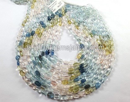 Multi Aquamarine Faceted Oval Shape Beads