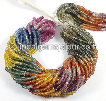 Multi Sapphire Faceted Roundelle Shape Beads Multi Sapphire Faceted Roundelle Shape Beads