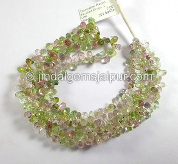 Pastel Tourmaline Faceted Drops Shape Beads