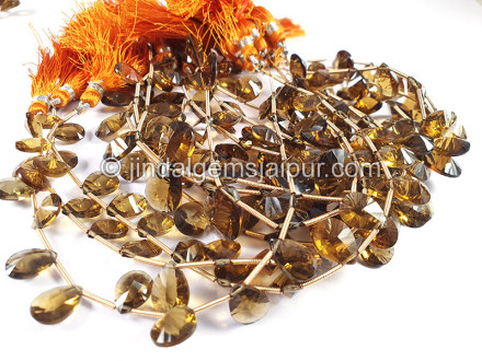 Coganac Quartz Double Concave Cut Pear Shape Beads Coganac Quartz Double Concave Cut Pear Shape Beads