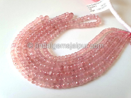 Rose Quartz Faceted Roundelle Shape Beads Rose Quartz Faceted Roundelle Shape Beads