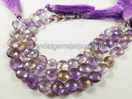 Ametrine Faceted Coin Beads