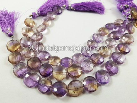 Ametrine Faceted Coin Beads