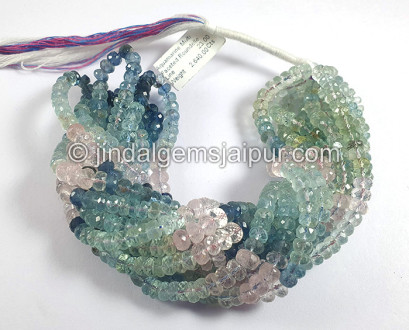 Multi Aquamarine Faceted Roundelle Beads