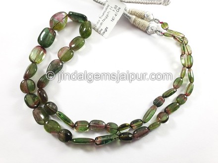Bi Color Tourmaline Smooth Nuggets Shape Beads
