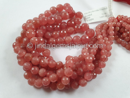 Rhodochrosite Faceted Round Balls Beads Rhodochrosite Faceted Round Balls Beads