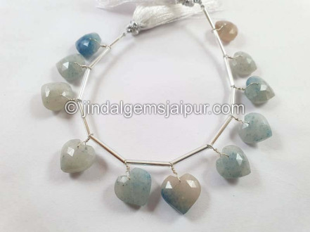 Lazulite Or Trolleite Quartz Faceted Heart Beads Lazulite Or Trolleite Quartz Faceted Heart Beads