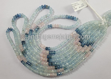 Multi Aquamarine Faceted Roundelle Shape Beads