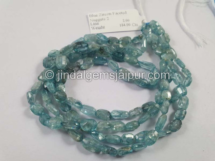 Natural Blue Zircon Shaded Faceted Nugget Beads Natural Blue Zircon Shaded Faceted Nugget Beads