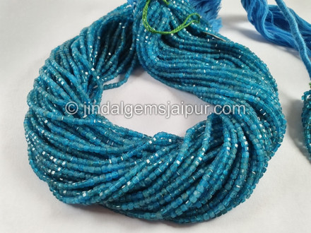 Neon Apatite Cut Cube Beads